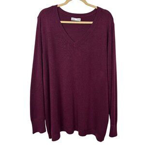 Croft & Barrow Plus Size 3X V-Neck Sweater Burgundy Long Sleeve Fall Winter